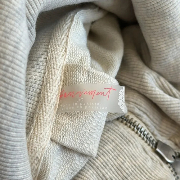 Free Poeple Movement sz L Baseline Zip Up Jacket Oatmilk zip front sweatshirt - Picture 8 of 11